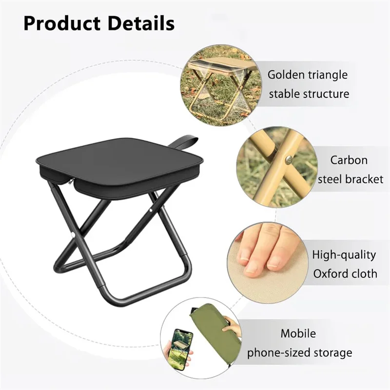 Wear-resistant Folding Backpack Stool Strong Load-bearing Crossbody Sports Folding Chair Handbag style Sturdy Pencil Case Stool