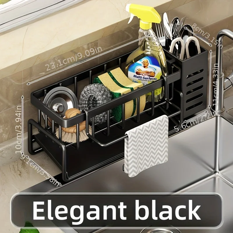 Sink Sponge Rack Sink Sponge Holder Sink Drain Rack Kitchen Drain Basket Under Sink Organizer Kitchen Storage Rack Under Sink Storage Rack Wall Mounted Organizer Stainless Steel Kitchen Sink Organizer: Space-Saving, Built-In Sponge Holder and Drain Basket