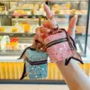 Diamonds Mini headphone bag pendant light luxury diamond-encrusted cylinder lipstick bag shiny  purse key ring accessories 1