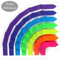 7 Packs 1400 Sheets Transparent Sticky Notes Self-Adhesive Annotation Books Bookmarks Memo Pad Index Tabs Stationery 1