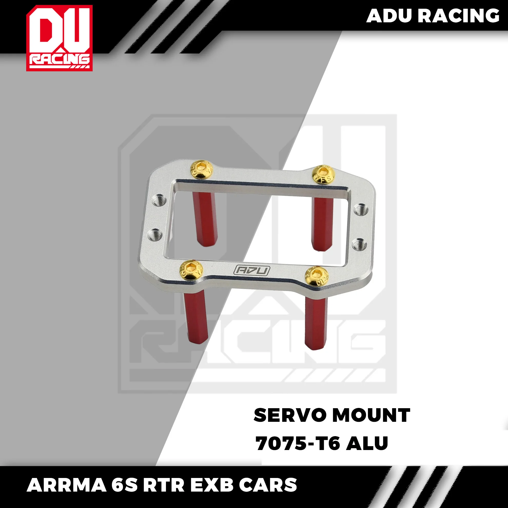 RC Servo Mount ADU Racing SERVO MOUNT CNC 7075 T6 ALUMINUM For ARRMA 6S 1/8 AND 1/7 V6
