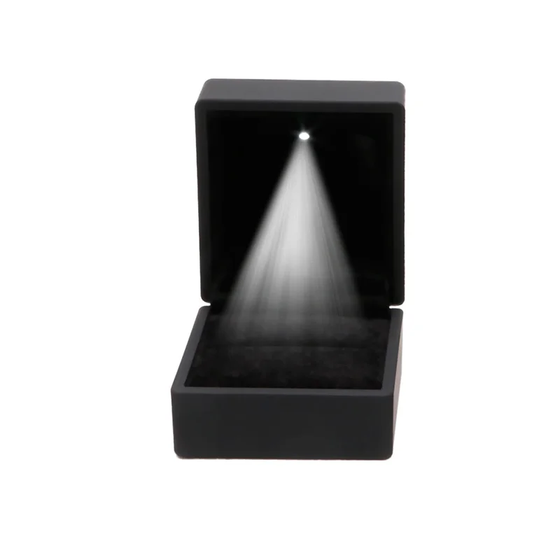 Sieraden Ring Box voor Case met LED Verlicht voor Voorstel Bruiloft Rood Zwart Drop Shipping