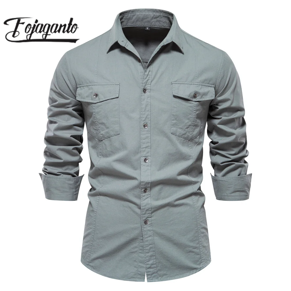 

FOJAGANTO 2023 Outdoor Casual Shirt For Men Solid Color Slim-Fit Trend Top High Quality Design Hot Street Wear Shirt For Men