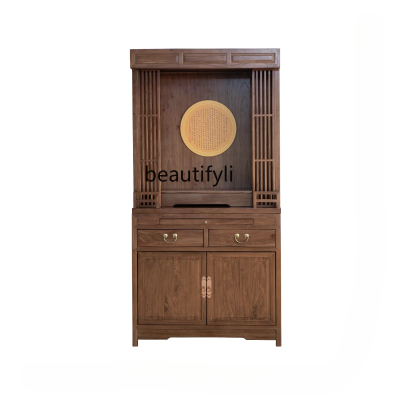 

New Chinese Style Solid Wood Home Buddha Statue God of Wealth Worship Table Buddha Shrine furniture