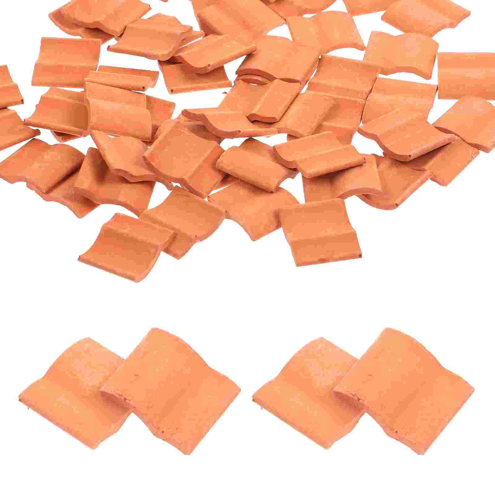 

50 Pcs Mini Bricks Decor Sand Table Roof Tiles Decors Lifelike Small Landscaping Models Miniature Clay