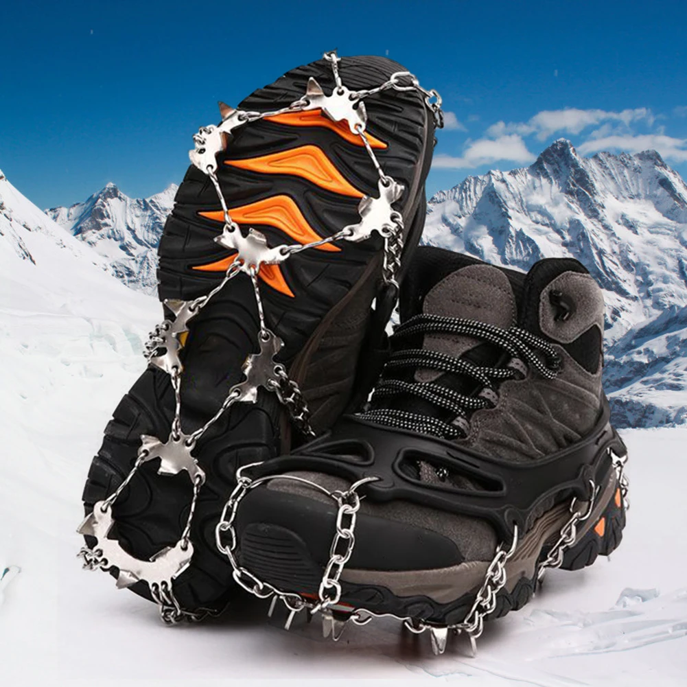 Crampons antidérapants en acier inoxydable, 19 dents, pour chaussures  d'escalade, neige glacée - AliExpress