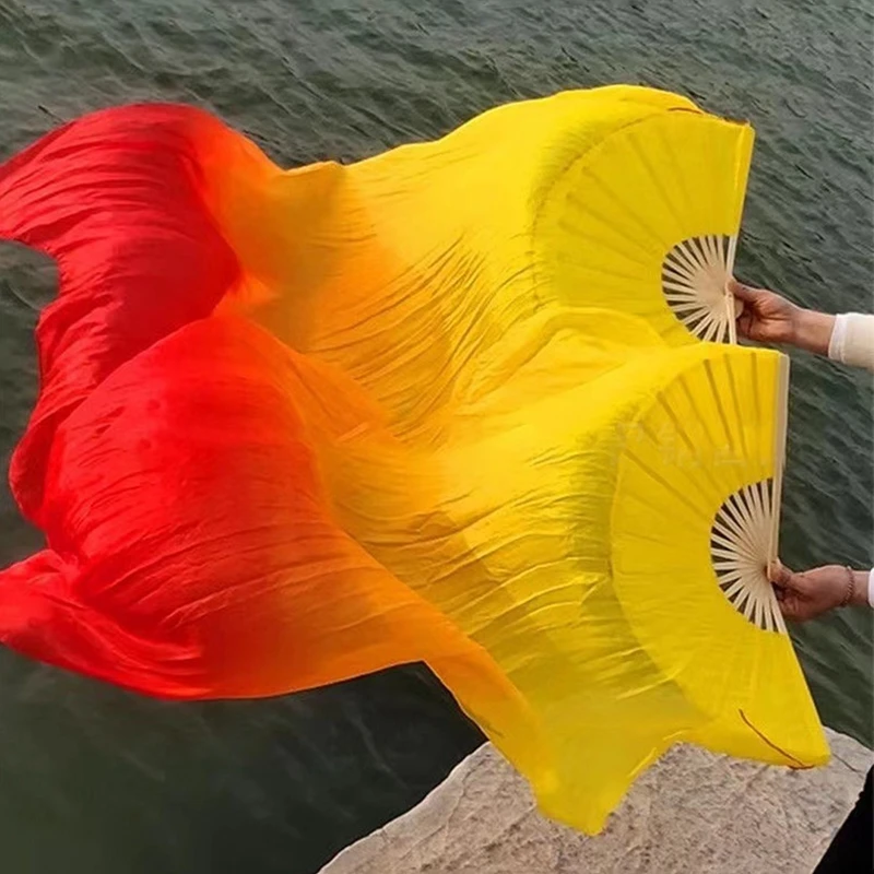 Adult Imitation Silk Dance Fan 1.5M Lengthened Reversed Big Twisted Silk Yangge Double Sided Square silk fans hand fan