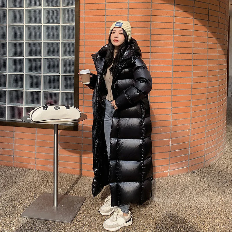 15 Degree Super Long Women Winter Coat Hooded Puffer Jackets 2024