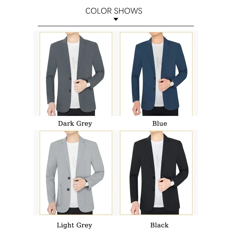 Men Suit Jacket Summer Men Blazers Gray Solid Color Business Suit Jacket