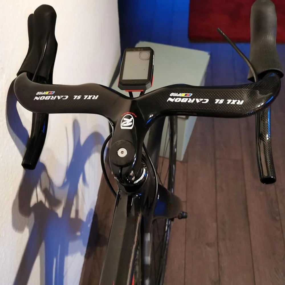 Manubrio in carbonio integrato da 1-1/8, manubrio per bicicletta da strada, 400/420/440 mm, percorso interno, barre di caduta per bici da corsa 18 Manubrio in carbonio integrato da 1-1/8, manubrio per bicicletta da strada, 400/420/440 mm, percorso interno, barre di caduta per bici da corsa 18