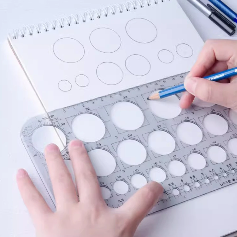 독일 STAEDTLER 눈금자 건축 드로잉 수학 템플릿, 원형 아트 문구 그리기, 눈금자 576 01F