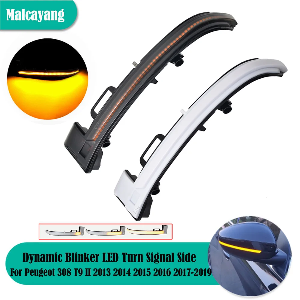 2X NEW Dynamic Blinker LED Turn Signal Side Mirror Light For Peugeot