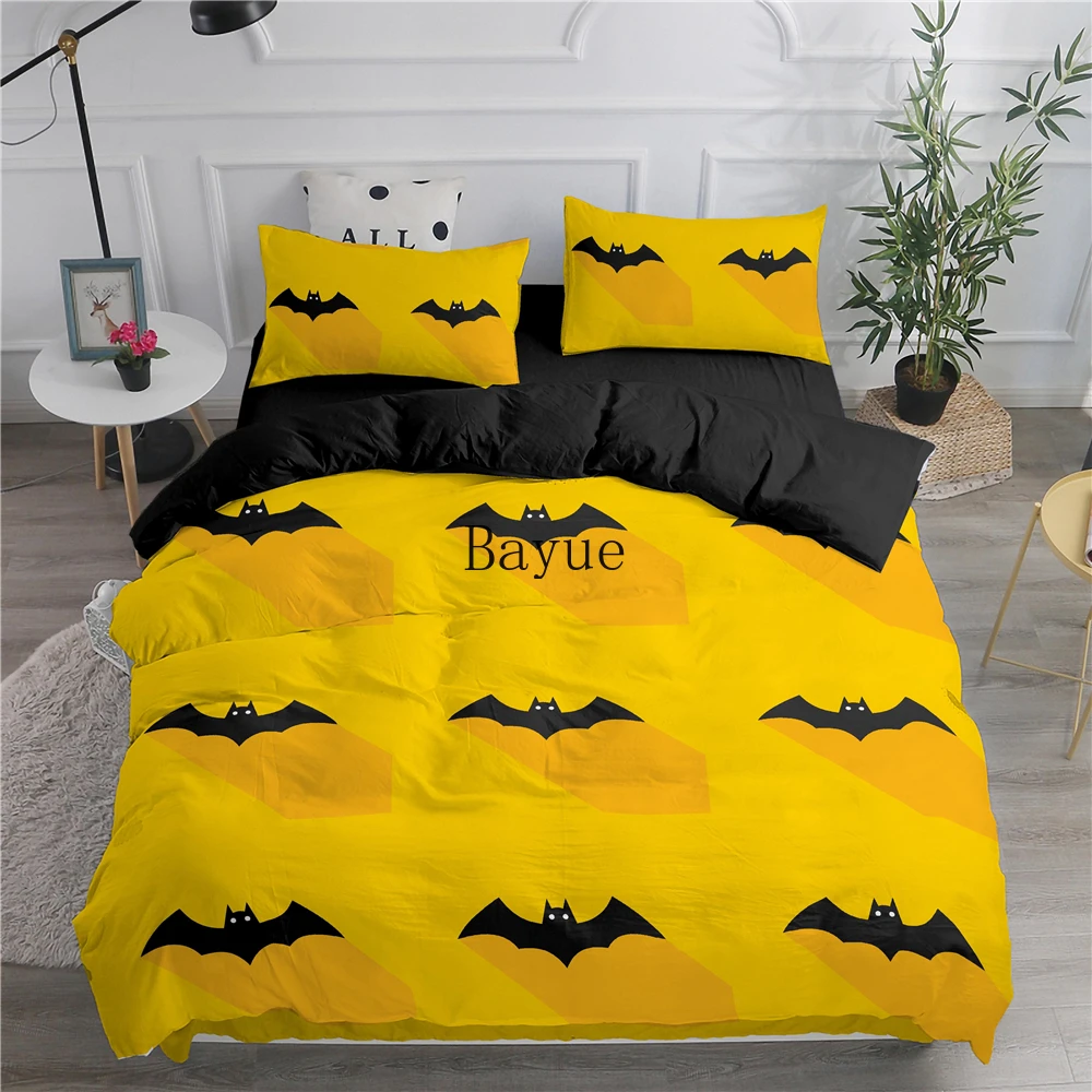 Fashion Bedding Set 2/3Pcs Batman Pattern Duvet Cover Bedspread Microfiber Fabric Bedclothes for Adult Children with Pillow Sham 4