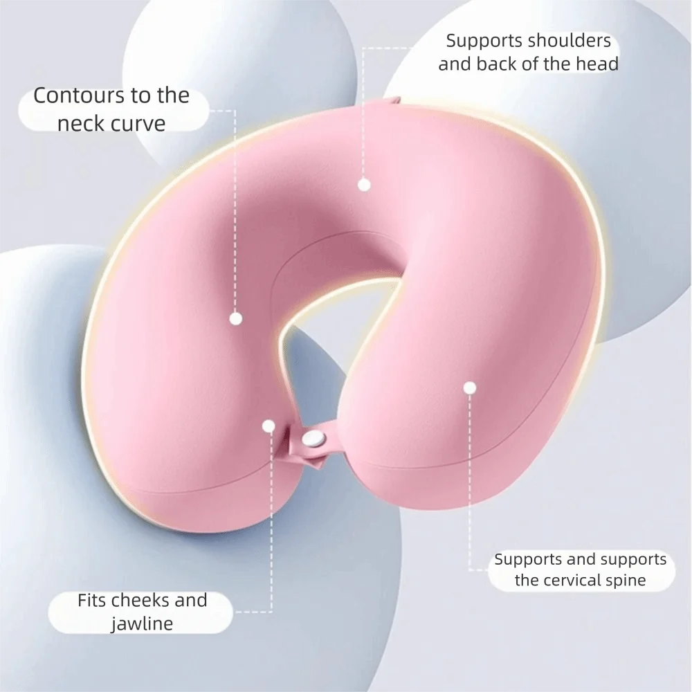 Fashion Slow Rebound U-shaped Pillow Portable Comfortable Travel Neck Cushion Stripes Design Removable Airplane Nap Pad Home Use