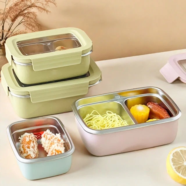 Bento box de acero inoxidable con divisiones WORTHBUY: 304 Portable | Emoape