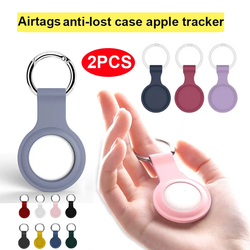 2pcs Silicone Protective Case Keychain Cover for Airtags Anti-Lost Device Accessories Wireless Tracker Protector Anti Tracker wireless panic button Alarms & Sensors