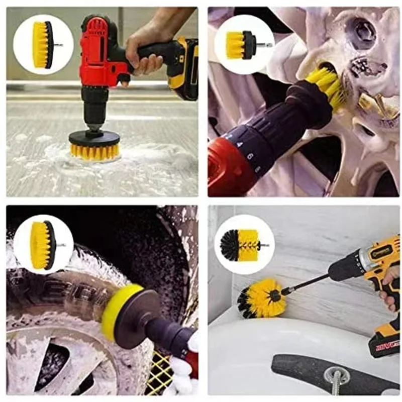 3 pz/set Kit di spazzole spazzola per la pulizia in plastica per trapano per  pneumatici per auto in vetro per tappeti spazzole in Nylon trapano  elettrico per Scrubber - AliExpress