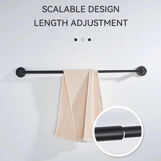 ราวแขวนผ้าแบบเดี่ยวสีดำสำหรับห้องน้ำราวแขวนผ้าแบบเดี่ยวผ้าโครเมียมชั้นวางผ้าขนหนูเดี่ยวแบบยืดหดได้ 5 ราวแขวนผ้าแบบเดี่ยวสีดำสำหรับห้องน้ำราวแขวนผ้าแบบเดี่ยวผ้าโครเมียมชั้นวางผ้าขนหนูเดี่ยวแบบยืดหดได้ 5