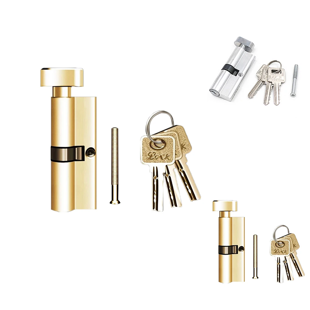 2pcs Door Cylinder Biased Lock Core Thumb Turn Cylinder Euro Barrel Door Locks Anti Pick Anti Drill Brass Thumbturn Locks