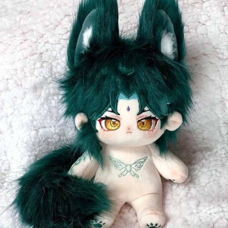 Anime Genshin Impact Xiao With Ear Tail 20cm Nude Body Plush Doll Toys Soft Stuffed Plushie a6835