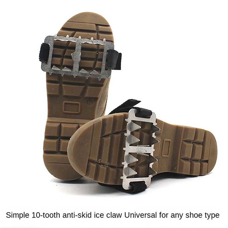 

10/26Teeth Ice Gripper Spike for Shoes Winter Outdoor Anti-Slip Hiking Mountain Climbing Ice Snow Crampons Anti-slip Shoe Covers