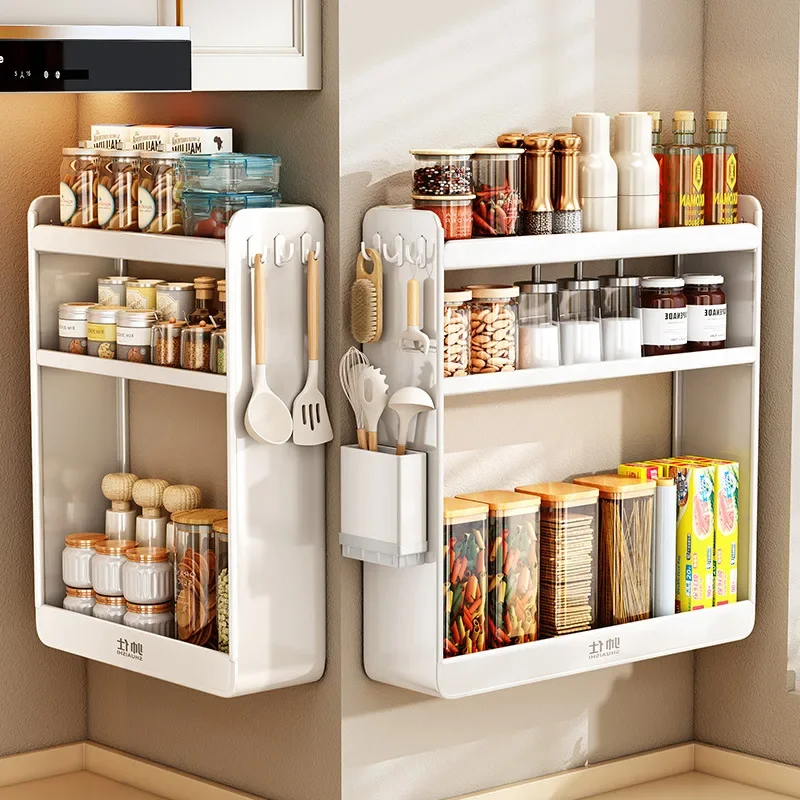 

Wall-Mounted Spice RackCoarse Carbon Steel for Stable Storage Multi-Functional Organizer for Kitchen Essentials