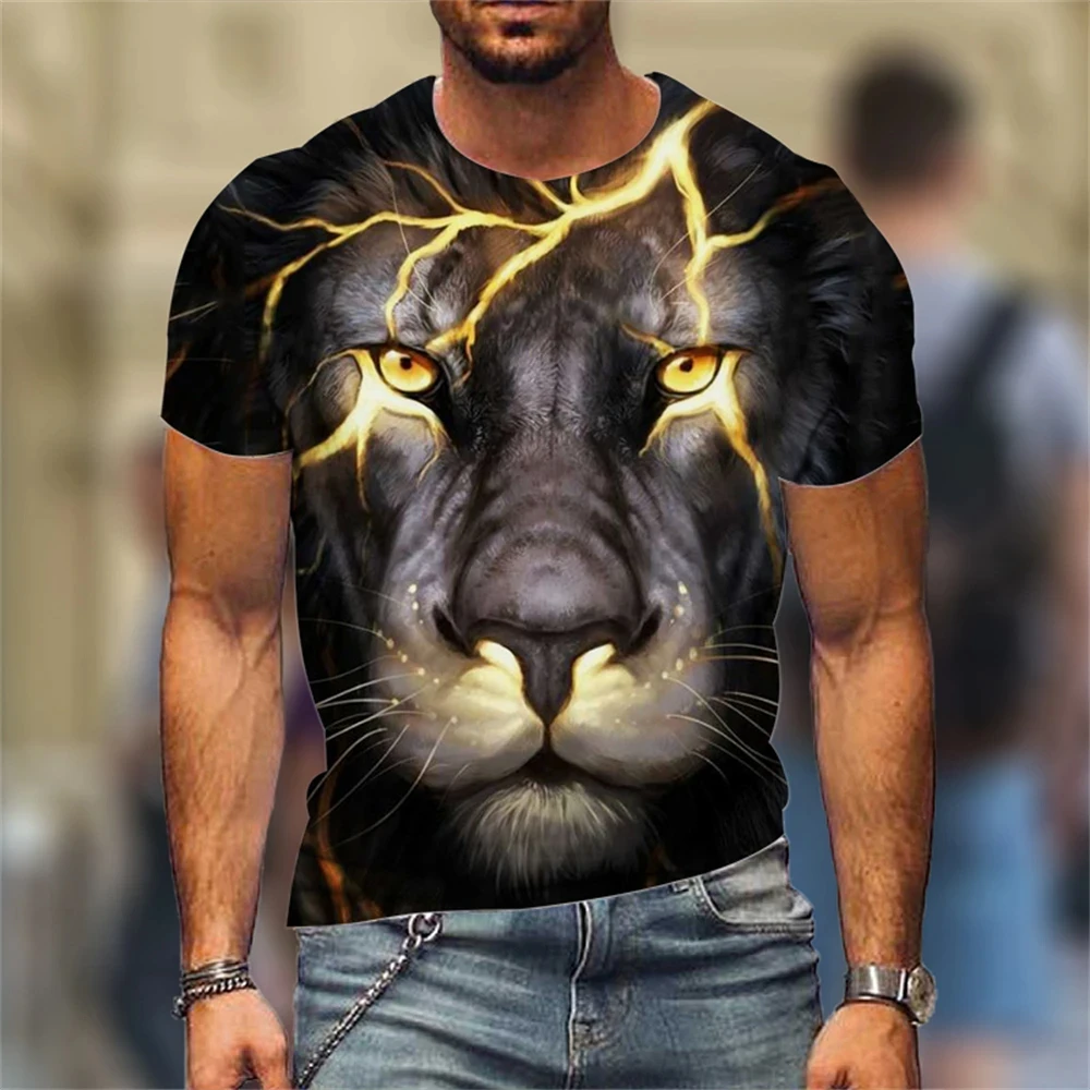 

2024 new summer casual T-shirt Animal Lions, leopards, tigers 3D printed fashion oversized good short-sleeved top clothing sweat