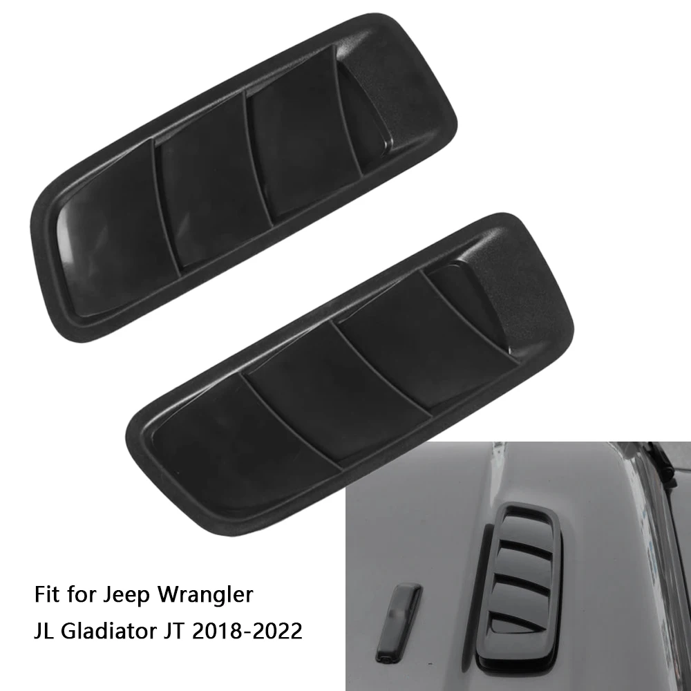 2Pcs Car Bonnet Hood Outlet Vent Air Vents Scoop Sticker Trim Cover Per Jeep Wrangler Jl Gladiator Jt 2018 2019 2020 2021 2022