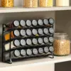 Spice Rack Organizer for Cabinet, Spice Organizer with 28 Empty Spice Jars with Black Lids 1