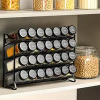 Spice Rack Organizer for Cabinet, Spice Organizer with 28 Empty Spice Jars with Black Lids 1