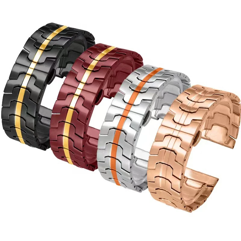 Premium Stainless Steel Watch Band - Elegant Metal Bracelet Strap, 46mm