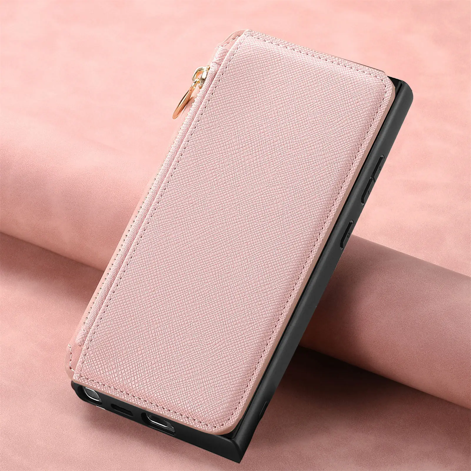 Étui portefeuille en cuir 2 en 1 avec fermeture éclair magnétique détachable pour Samsung Galaxy S24 Ultra S23 Plus A05 A35 A25 A15 A55_voghion.com