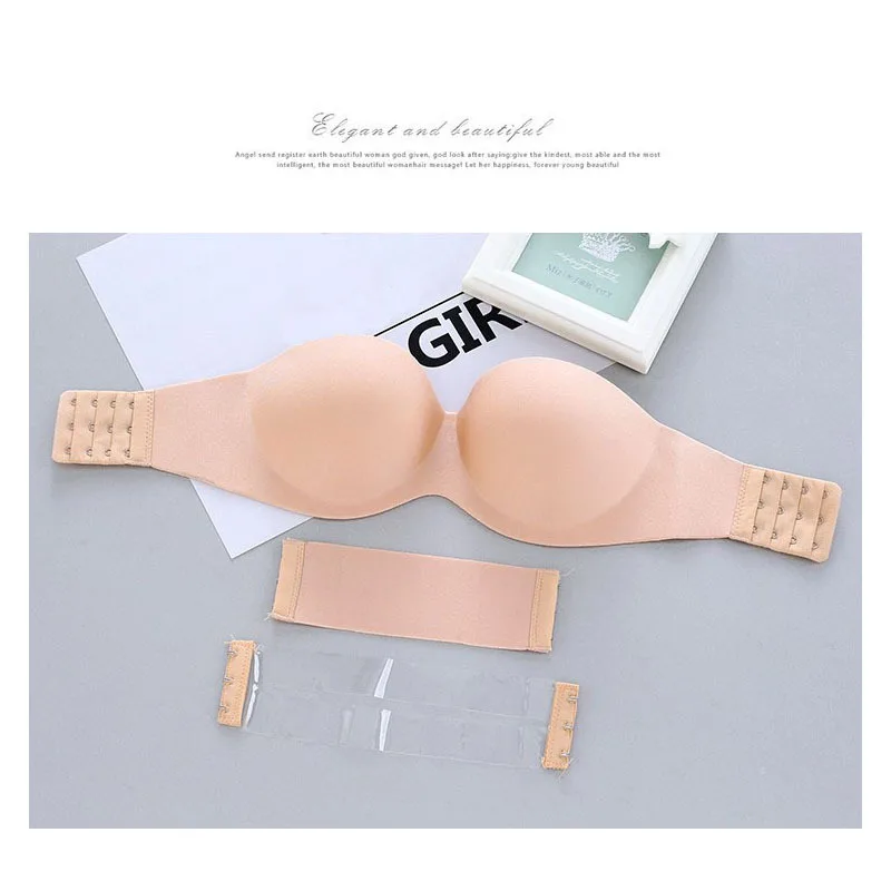 Summer Invisible Backless Bra Strapless Seamless Nylon Wedding Dress Underwear Chest Patch Anti-slip Bra for Young Women