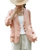 Ladies Linen Blazer Coat Summer Retro Loose Cardigan Tops Women Suit Outerwear Female Single Breasted Thin Breathable Jacket New 5