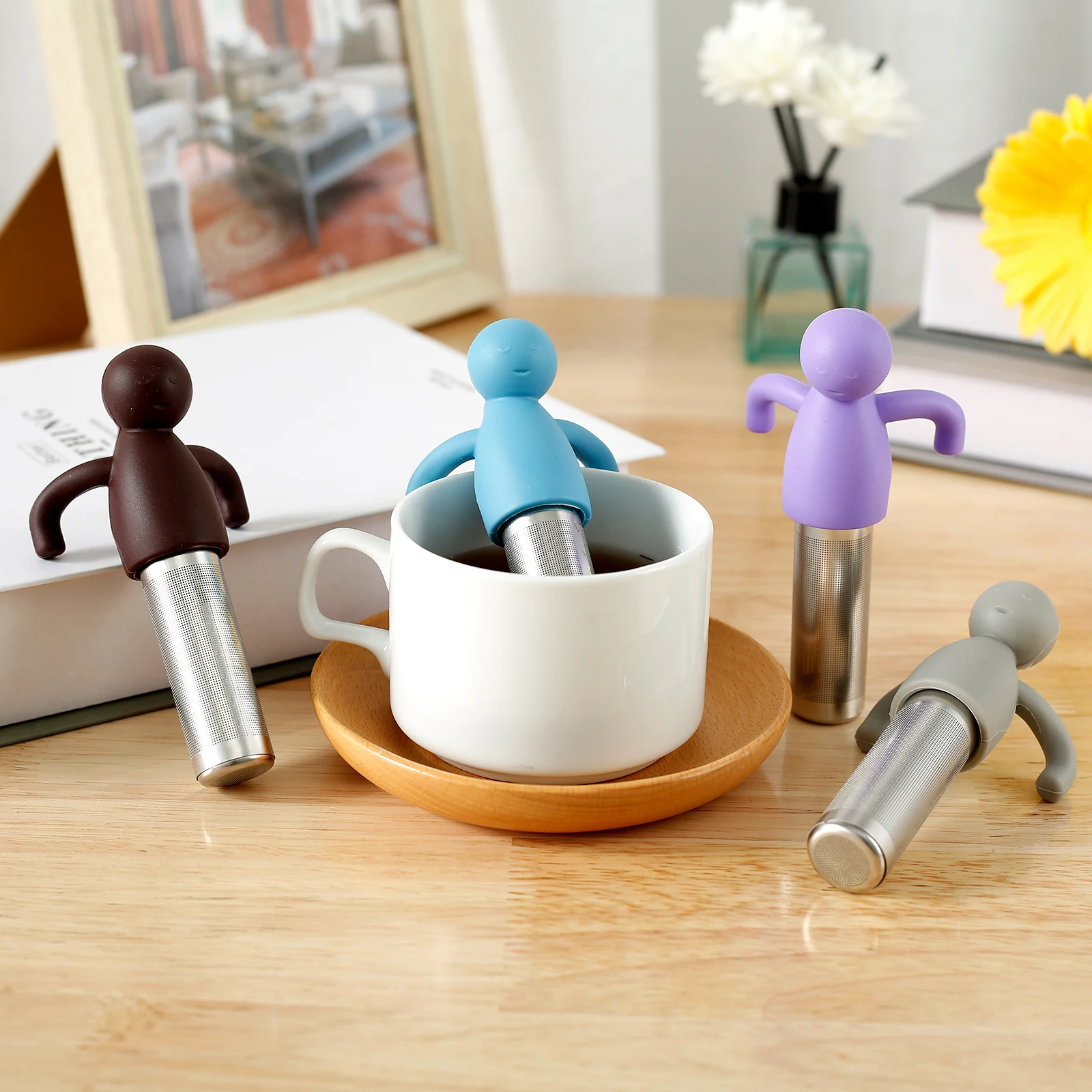4Pcs Tea Infuser for Loose Tea Ultra-Fine Mesh Strainer 304 Stainless Steel Filter Cute Steeper Strainer