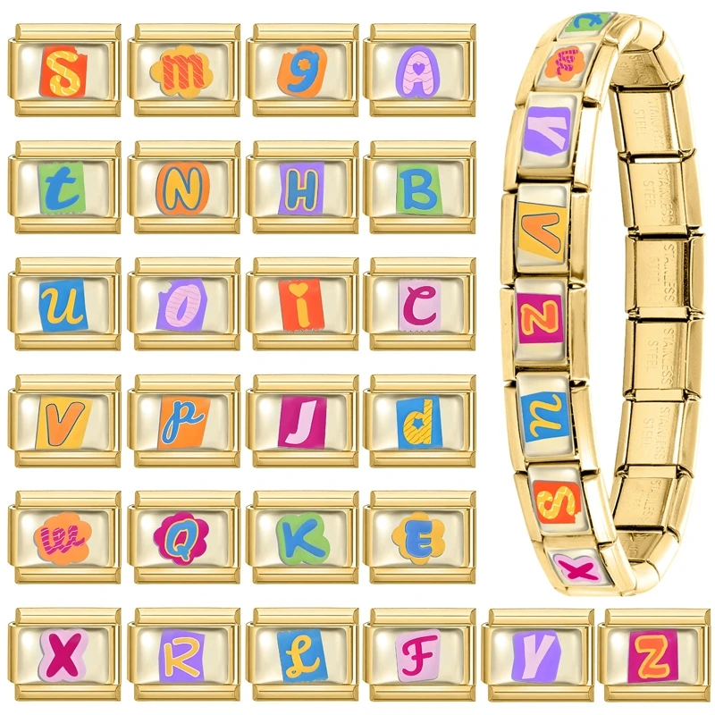 Creative English Letter Gold Charm Bracelet