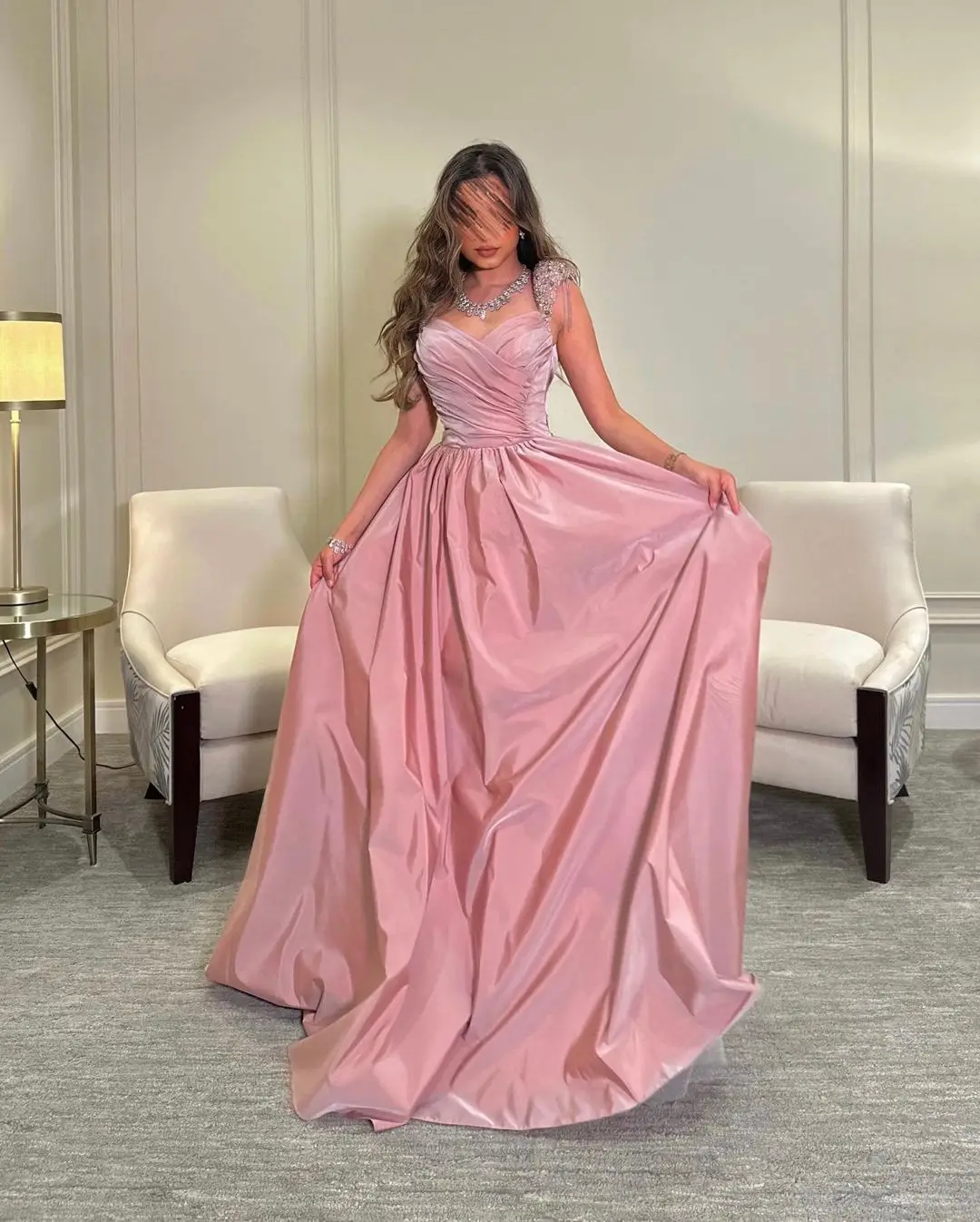 

Элегантные длинные вечерние платья из крепа с V-образным вырезом, трапециевидные вечерние платья до пола на молнии сзади, женские платья для выпускного вечера