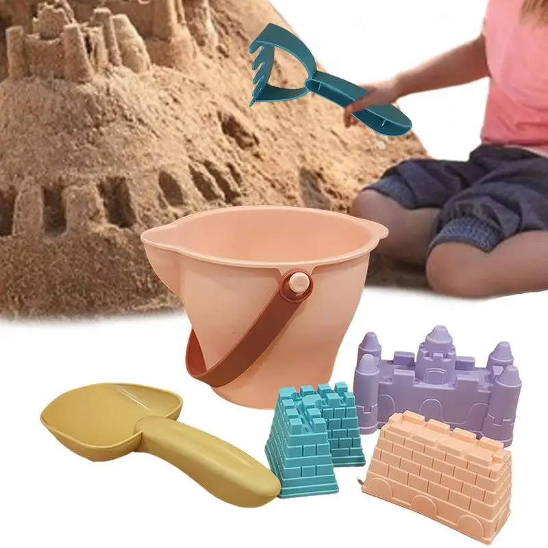 

Beach Toy Set Beach Toys With Castle Molds Sand Molds For Toddlers 6 Pieces Beach Sand Toys Set Includes Bucket Castle Building