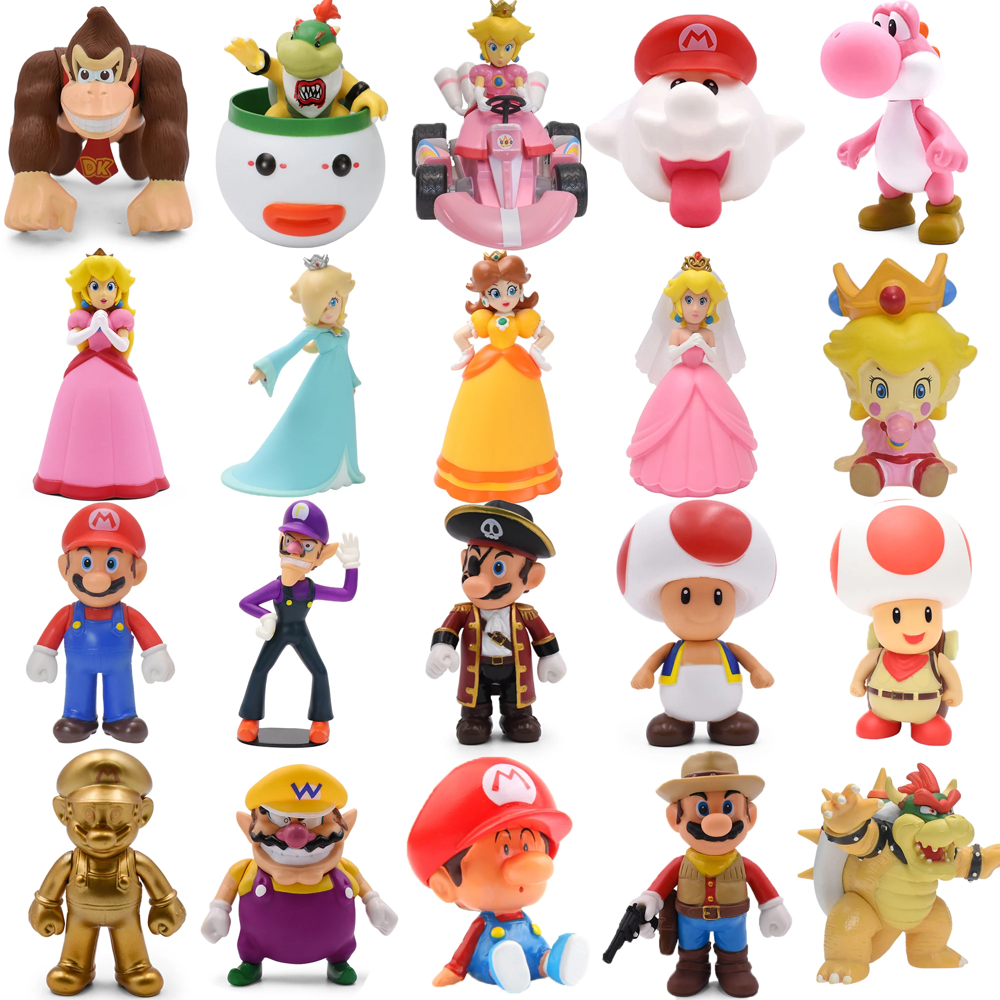 

Mario Bros Figures Model Toys Luigi Princess Peach Daisy Rosalina Toad Waluigi Bowser Yoshi Creative Collectible Model Doll Gift