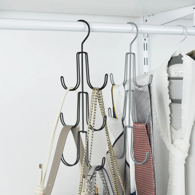 6 Hooks Rotatable Hat Hanger Tie Belt Bag Storage Hooks Multi-layer Clothes Cap Wardrobe Organizer Rack Space Saving