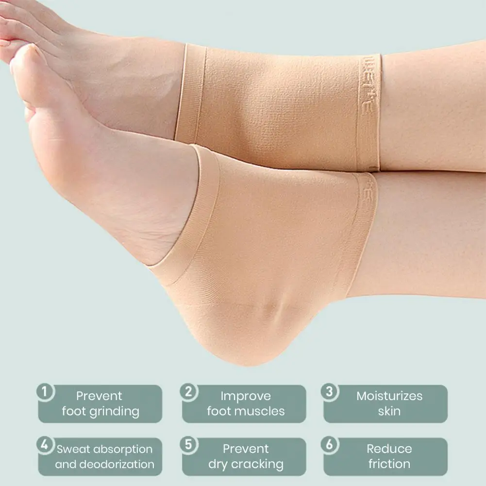 

1 Pair Shockproof Anti-slip Foot Heels Socks Breathable Elastic Sweat Absorbent Silicone Anti-Crack Moisturizing Shoes Pads