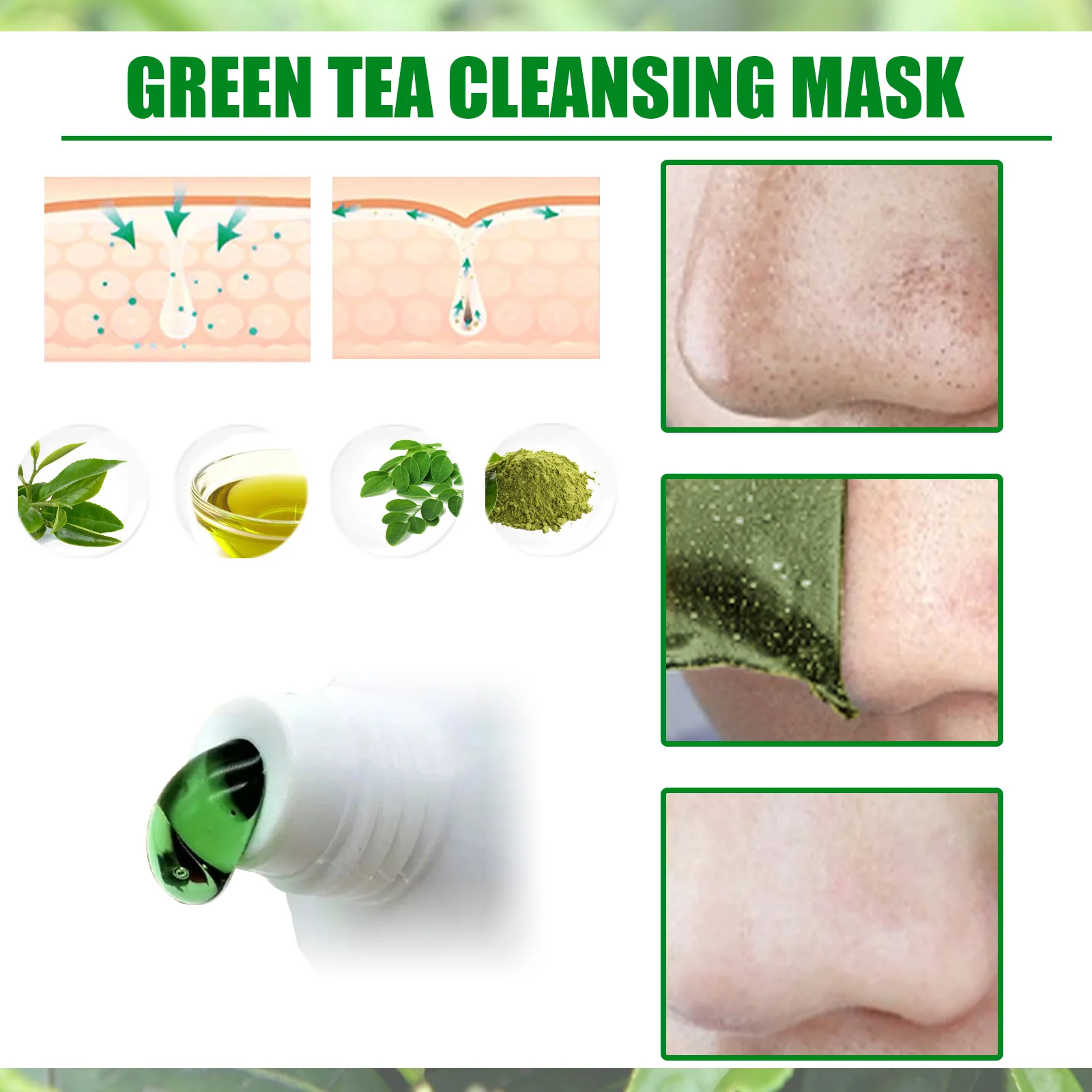 Green Tea Blackhead Remover Cleaning Mask Blackhead Spots Acne