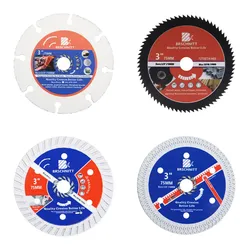 BRSCHNITT 3inchs Dia 75mm Mini Saw Diamond Disc Cutting Disc Wood HSS Concrete Tile Saw Blade 2pcs For Cutting Soft Metal Tile