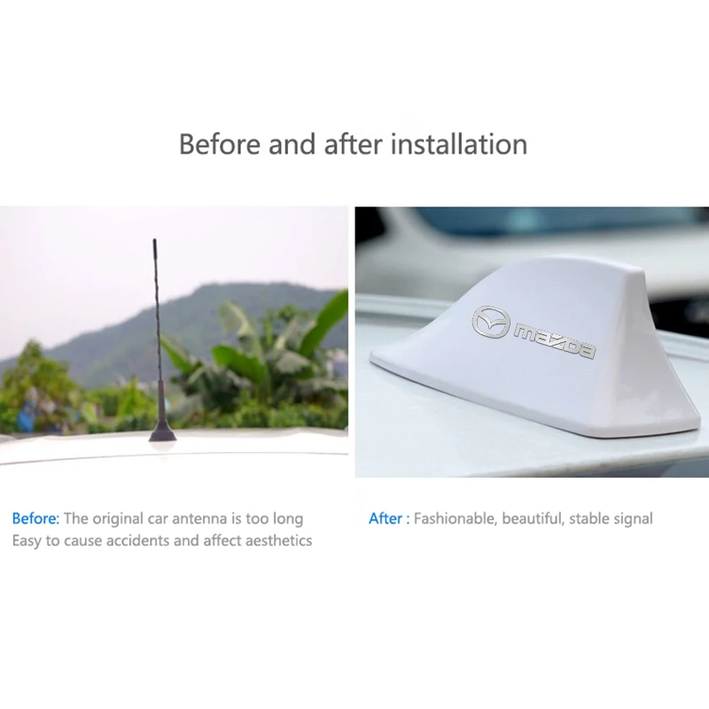 마쓰다 로고 CX-5 CX-3 CX-9 CX-7 악셀라 RX7 MX5 CX9 아텐자용 차량 루프탑 장착 상어 지느러미 모양 안테나 라디오 신호 안테나