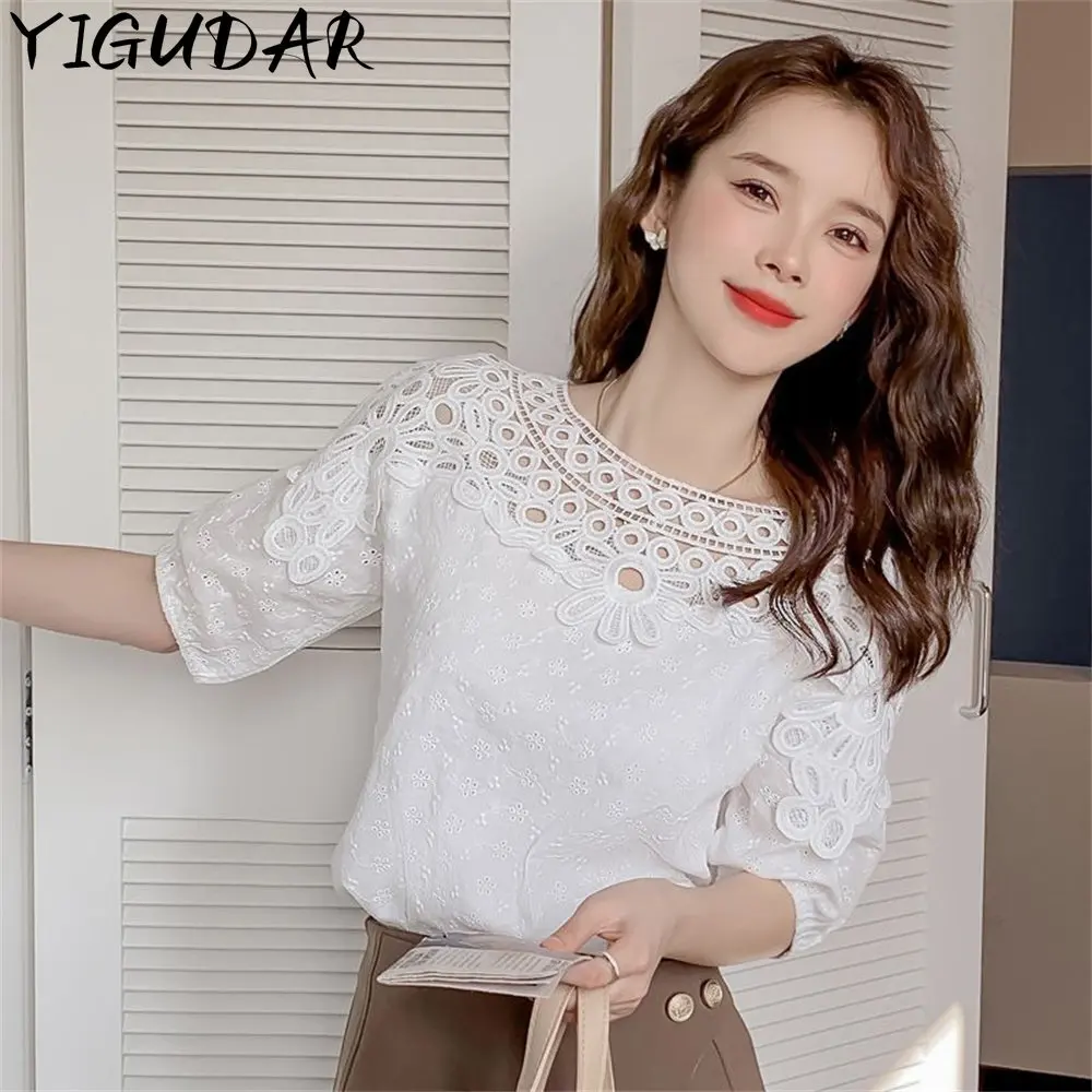 Summer Chic Short Sleeve Elegant Fashion Top Ladies Chiffon  Temperament Solid Blouose Women V-neck Loose All-match Shirt