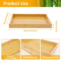 Bamboo Serving Tray with Handle Rectangle Serving Trays Platter  Platter for Breakfast Lunch Dinner Patio Coffee Table BBQ Party 2