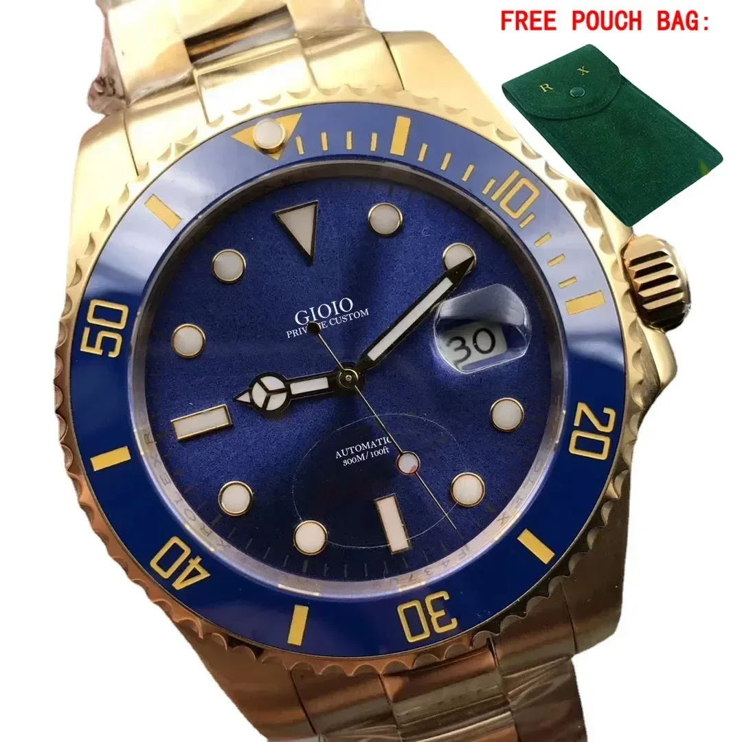 

Luxury Mens Automatic Mechanical Watch Silver Gold Black Blue Stainless Steel Ceramic Bezel Sapphire