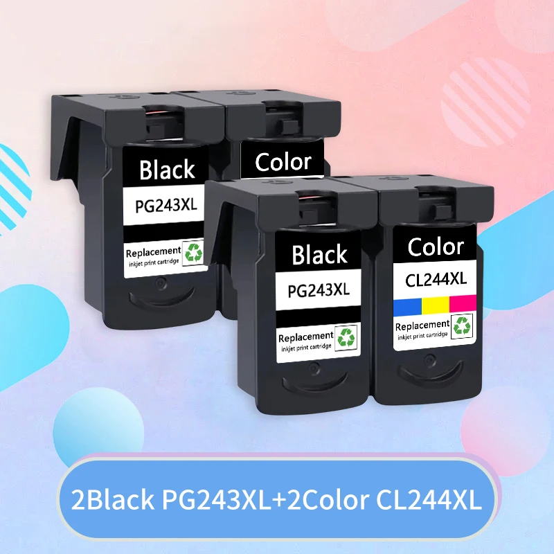 

PG243XL CL244XL Remanufactured for Canon PG243 CL244 Refilled Ink Cartridge for Canon Pixma MG2924 MG2420 MG2520 MG2555 Printer