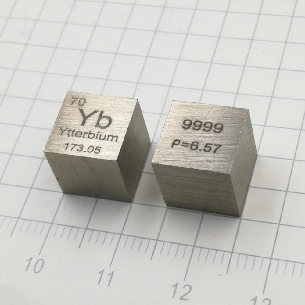 Rare Earth Ytterbium metal 99.99% Element Yb 10x10x10mm Density Cube pure in Periodic |