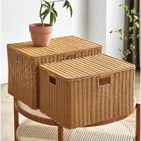 Large Rattan Woven Storage Basket, Clamshell Design, Breathable Organizer, Stylish Practical Supplies, Modern Home 1